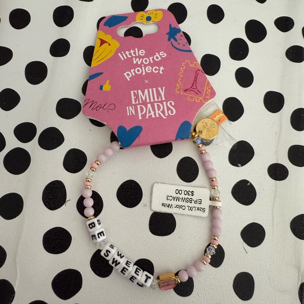Little Words Project Beaded Bracelet - Pink and Gold